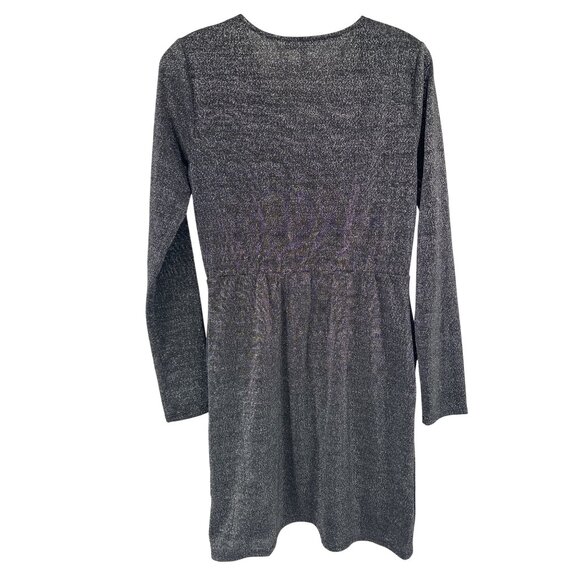 BCBGeneration Metallic Knit Long Sleeve faux Wrap Dress Pockets size medium - Picture 4 of 4